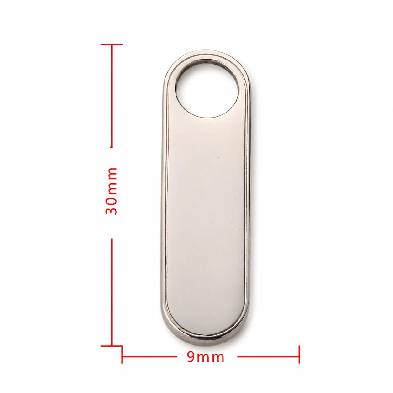 Polished Stainless Steel Cutout Zipper Pull Accessory - Silver Square Large
