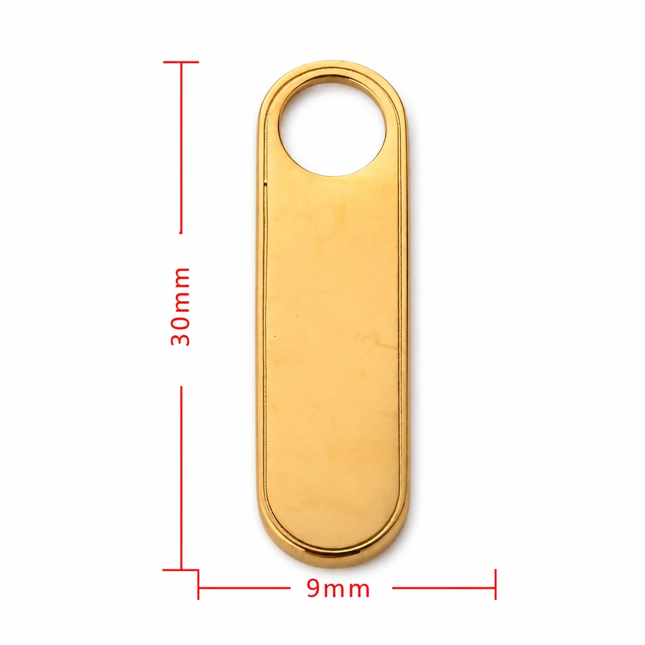 Polished Stainless Steel Cutout Zipper Pull Accessory - Gold Square Large