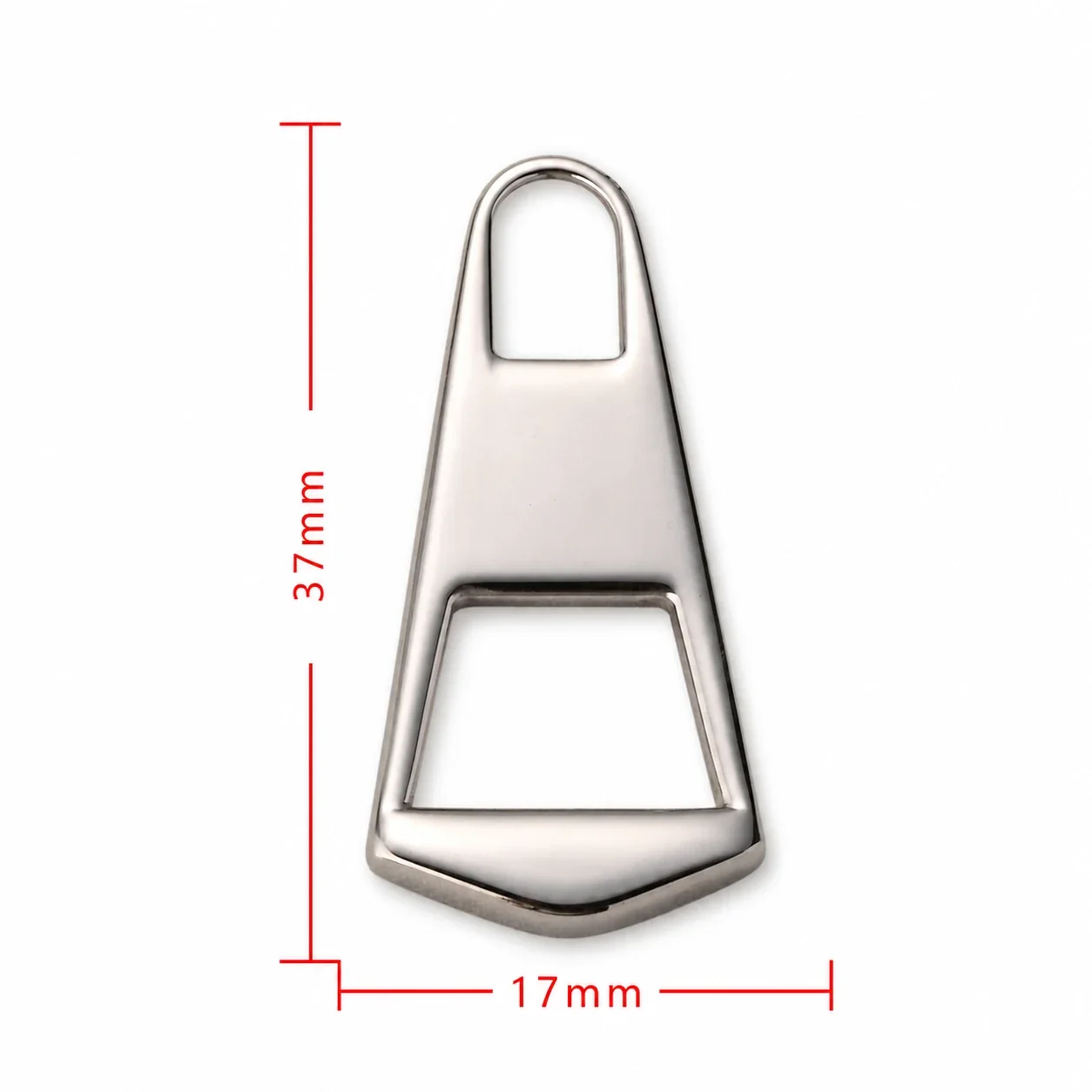 Polished Stainless Steel Cutout Zipper Pull Accessory - Silver Arrow Large