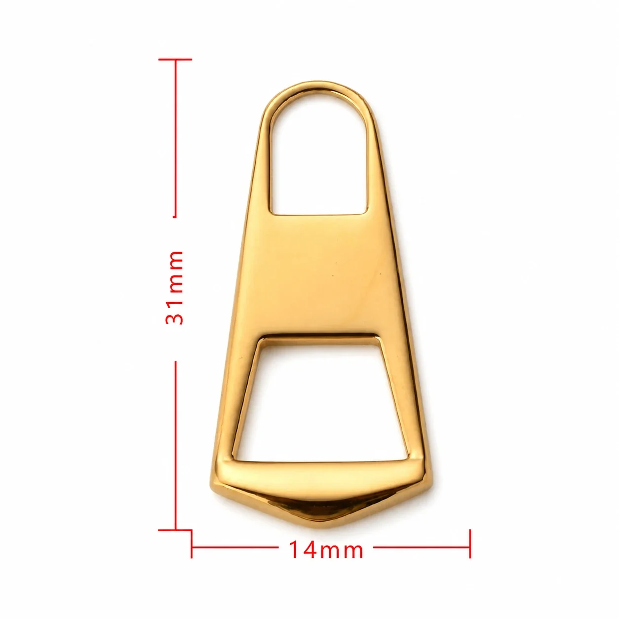 Polished Stainless Steel Cutout Zipper Pull Accessory - Gold Arrow Small