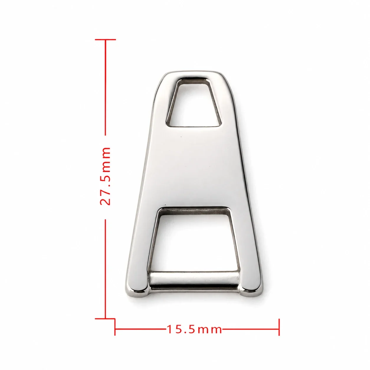 Polished Stainless Steel Cutout Zipper Pull Accessory - Silver Letter Large