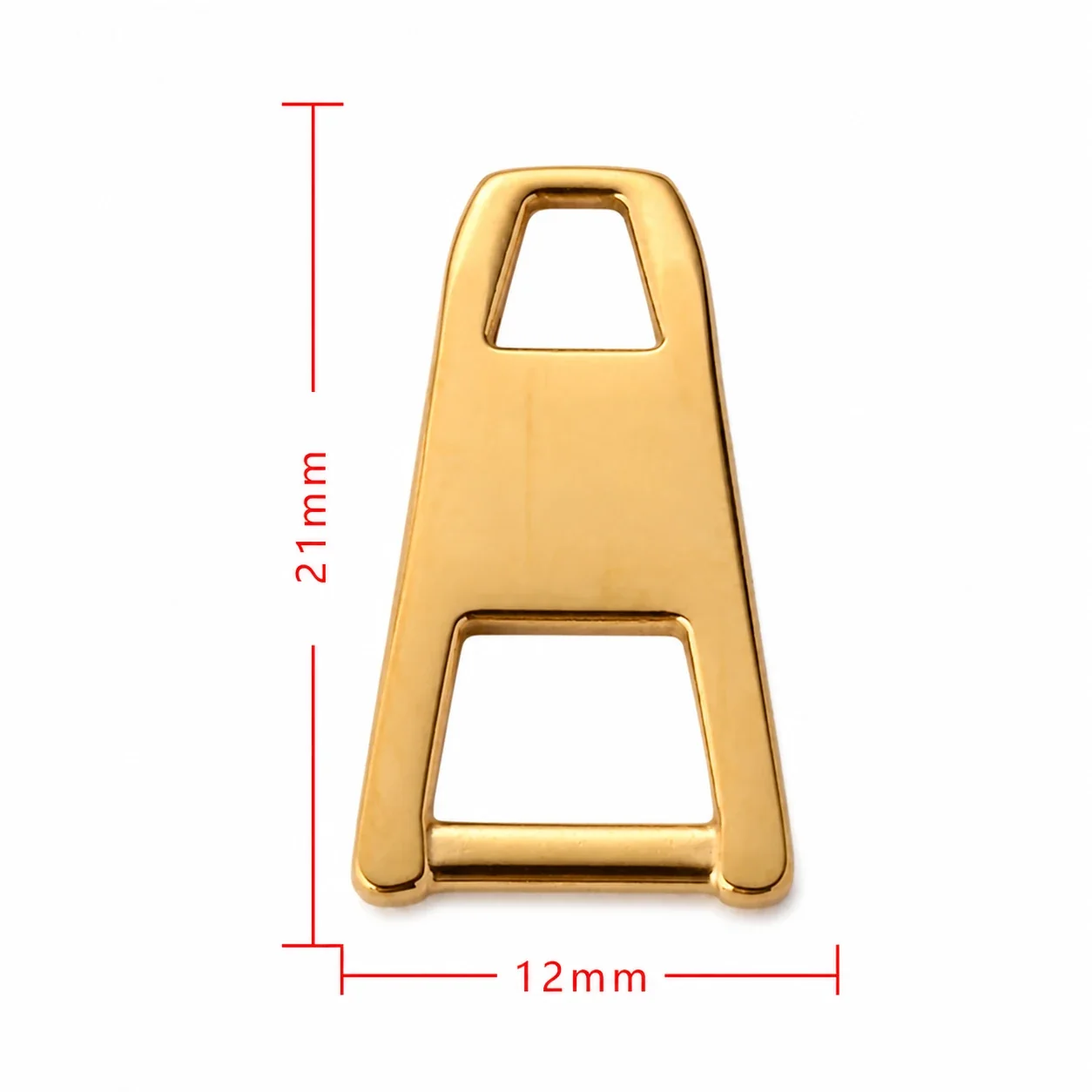 Polished Stainless Steel Cutout Zipper Pull Accessory - Gold Letter Large
