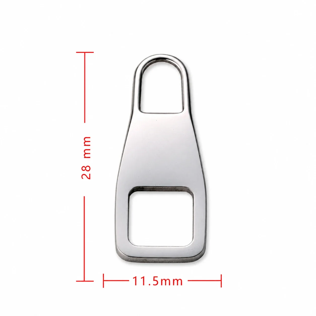 Polished Stainless Steel Cutout Zipper Pull Accessory - Silver Bottle Small