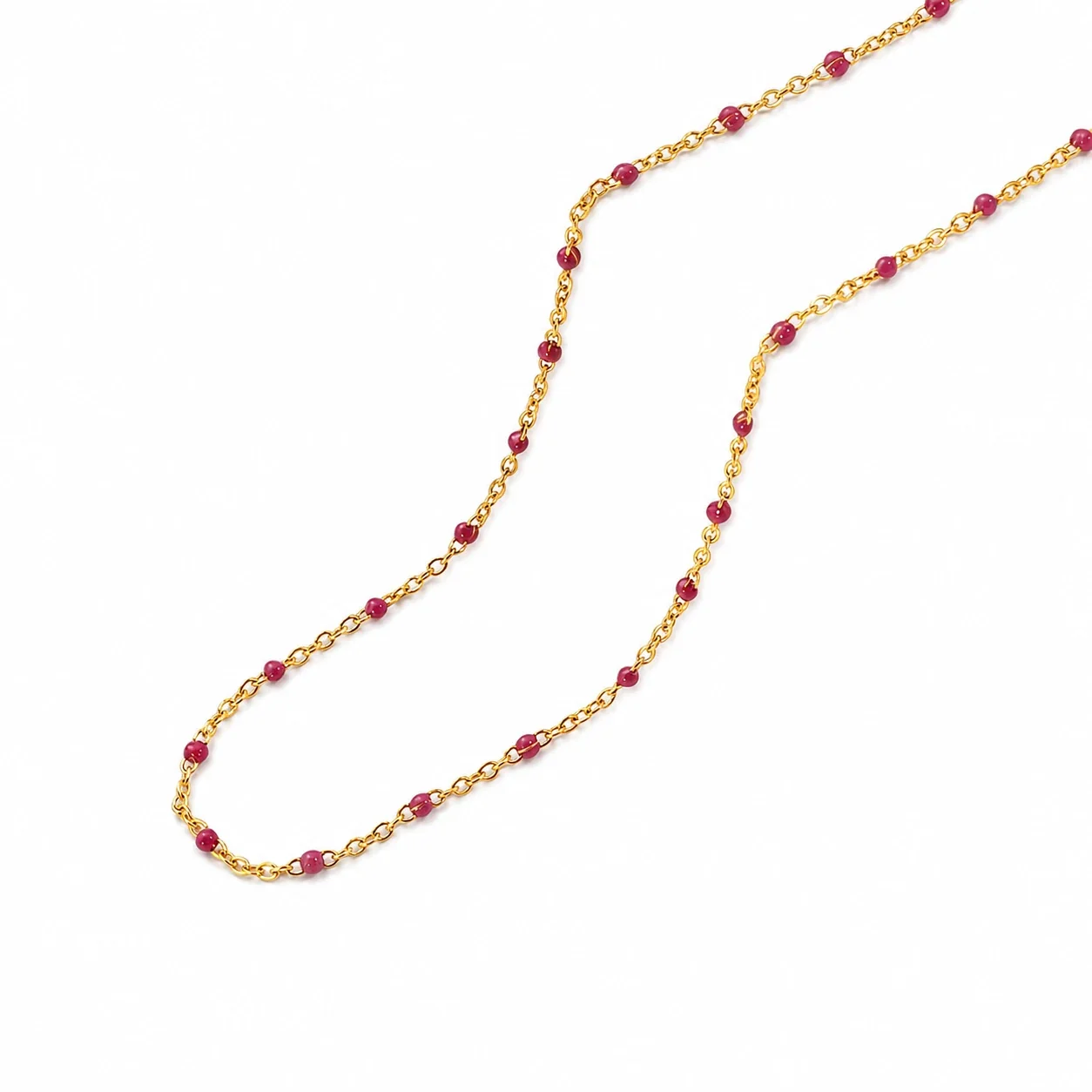 Delicate Gold-Plated Beaded Station Chain Necklace