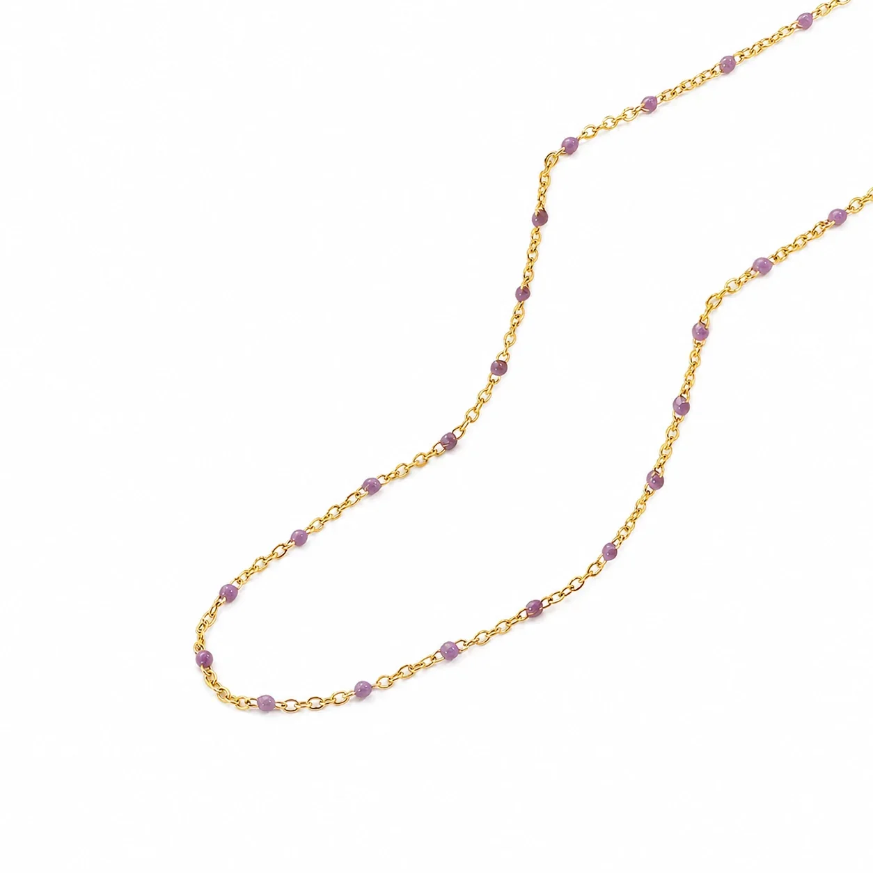 Delicate Gold-Plated Beaded Station Chain Necklace
