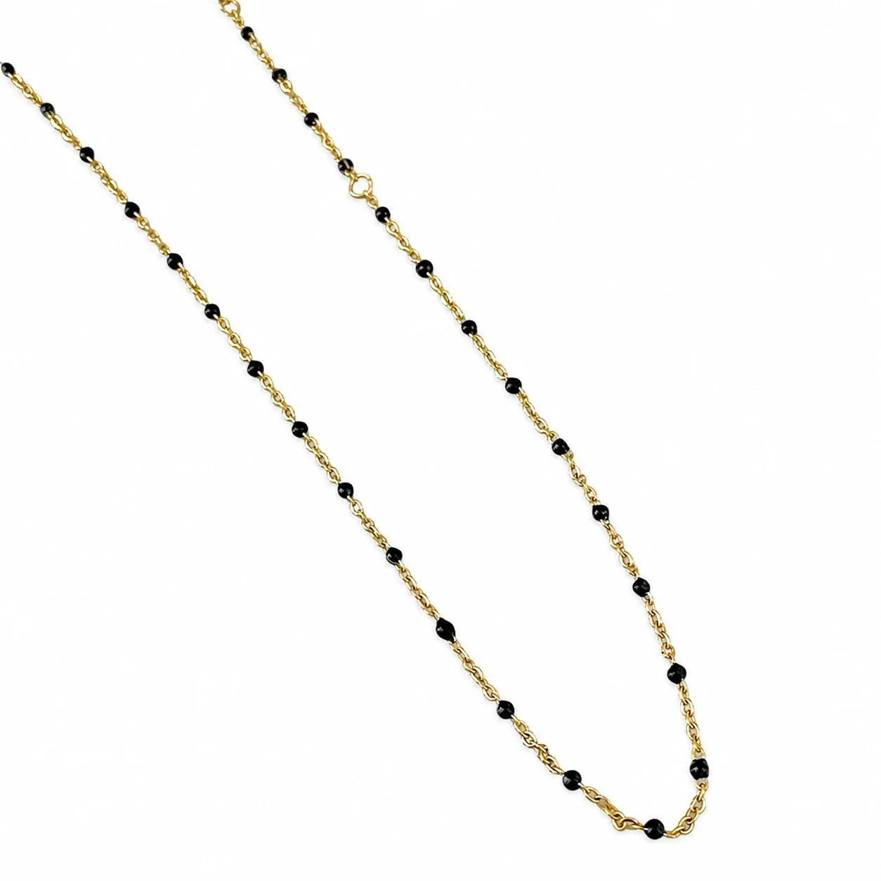 Delicate Gold-Plated Beaded Station Chain Necklace