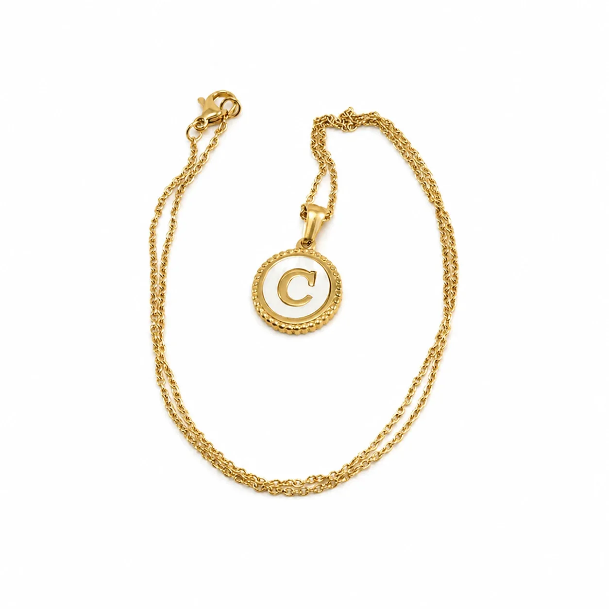 Personalized 18K Gold-Plated Shell Initial Pendant Necklace