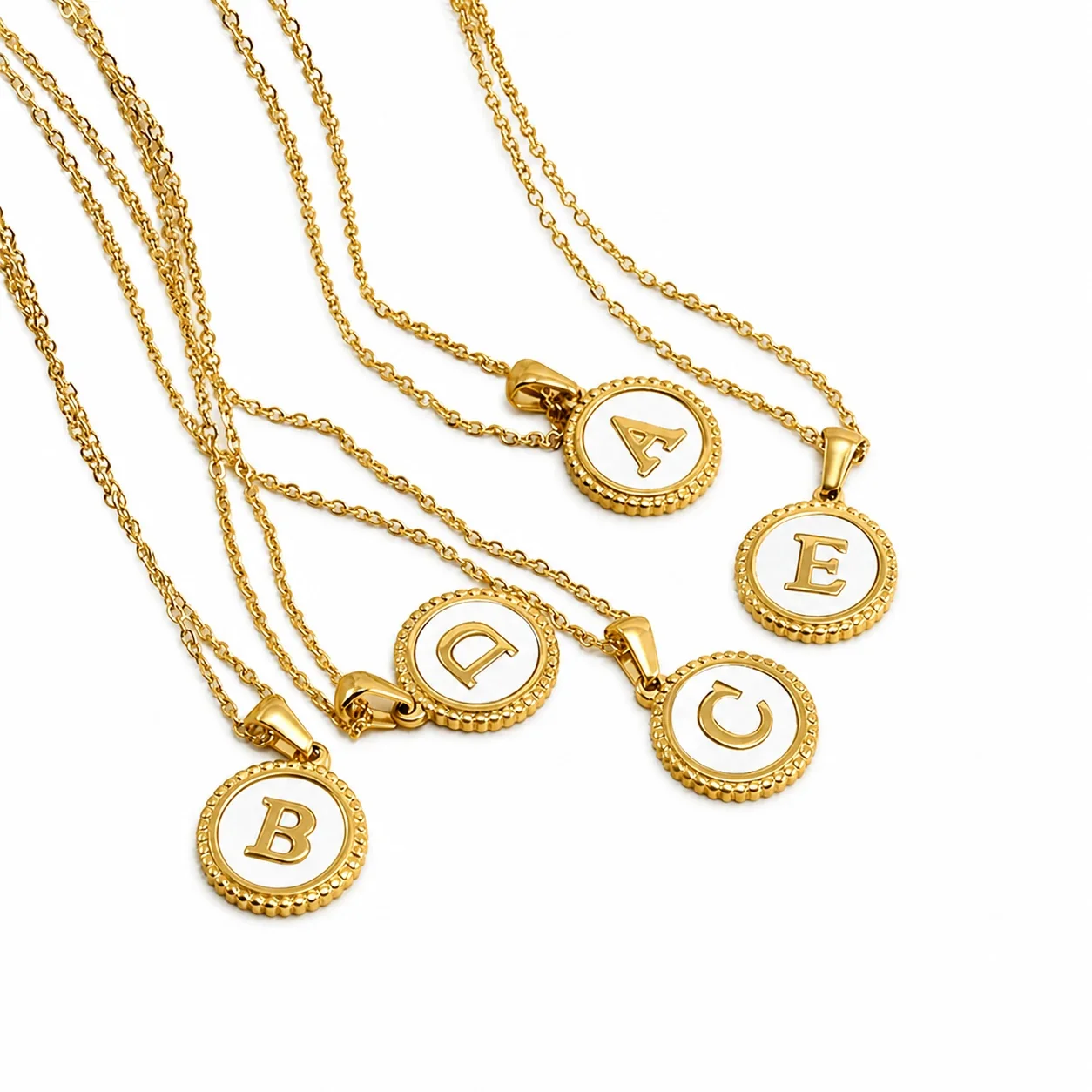 Personalized 18K Gold-Plated Shell Initial Pendant Necklace