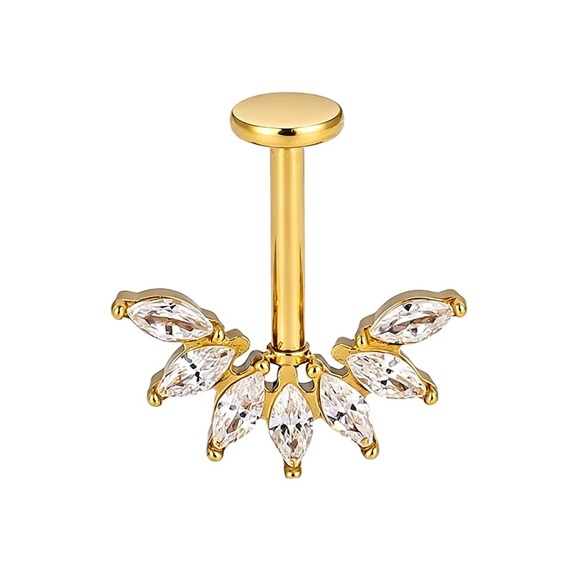 Polished 316 Stainless Steel Marquise CZ Stud Earring