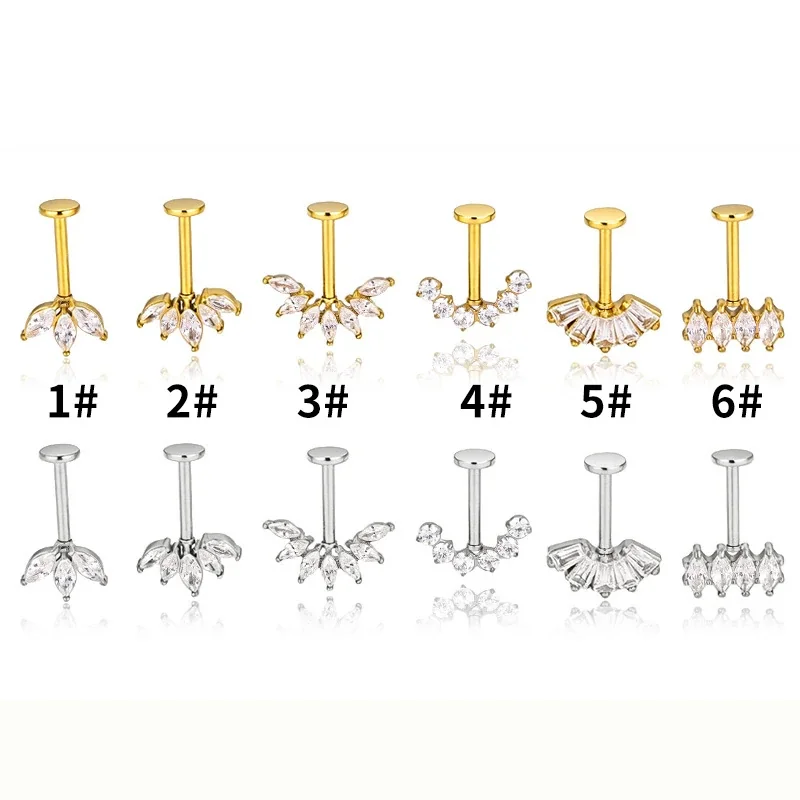 Polished 316 Stainless Steel Marquise CZ Stud Earring