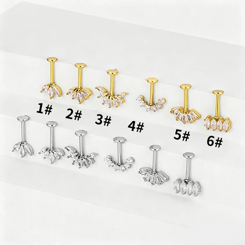 Polished 316 Stainless Steel Marquise CZ Stud Earring
