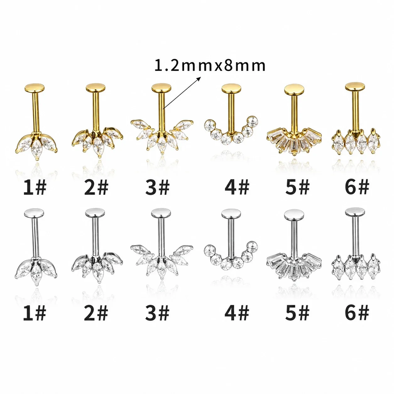 Polished 316 Stainless Steel Marquise CZ Stud Earring