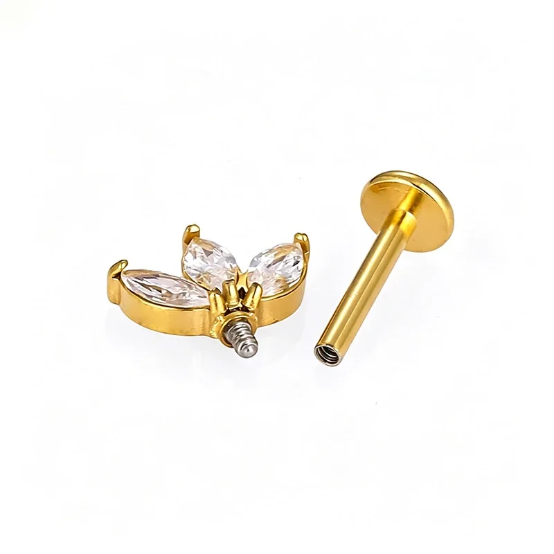Polished 316 Stainless Steel Marquise CZ Stud Earring