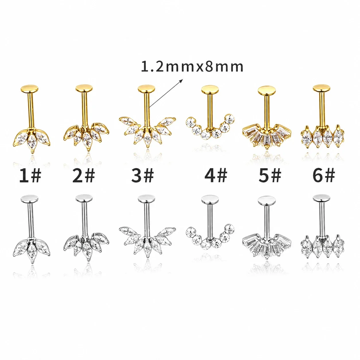 Polished 316 Stainless Steel Marquise CZ Stud Earring - Silver