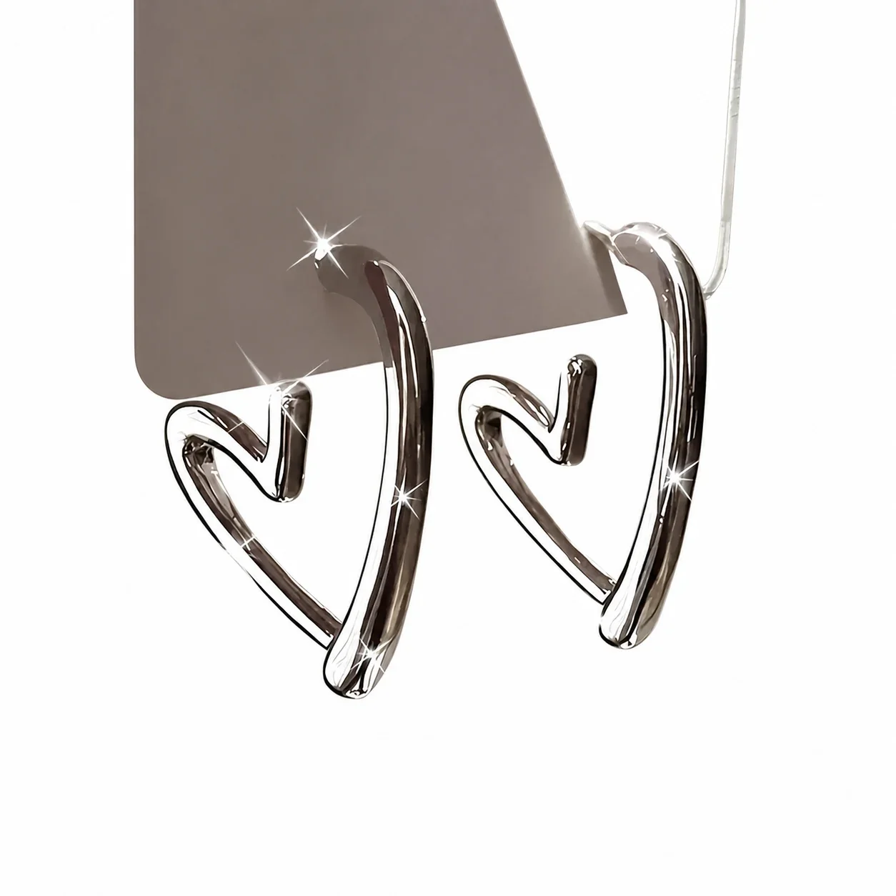 Sculptural 18K Gold PVD Open Heart Stud Earrings