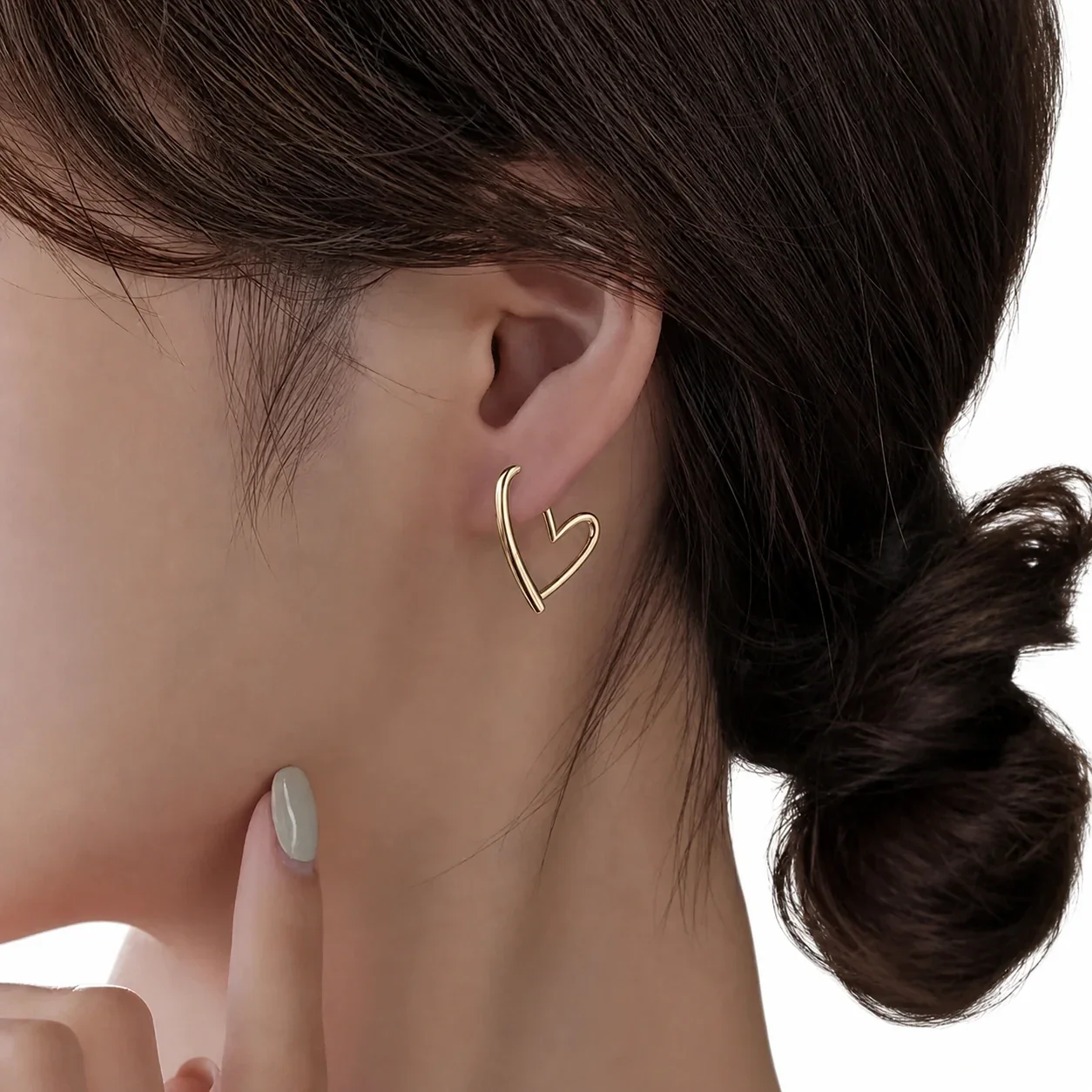 Sculptural 18K Gold PVD Open Heart Stud Earrings
