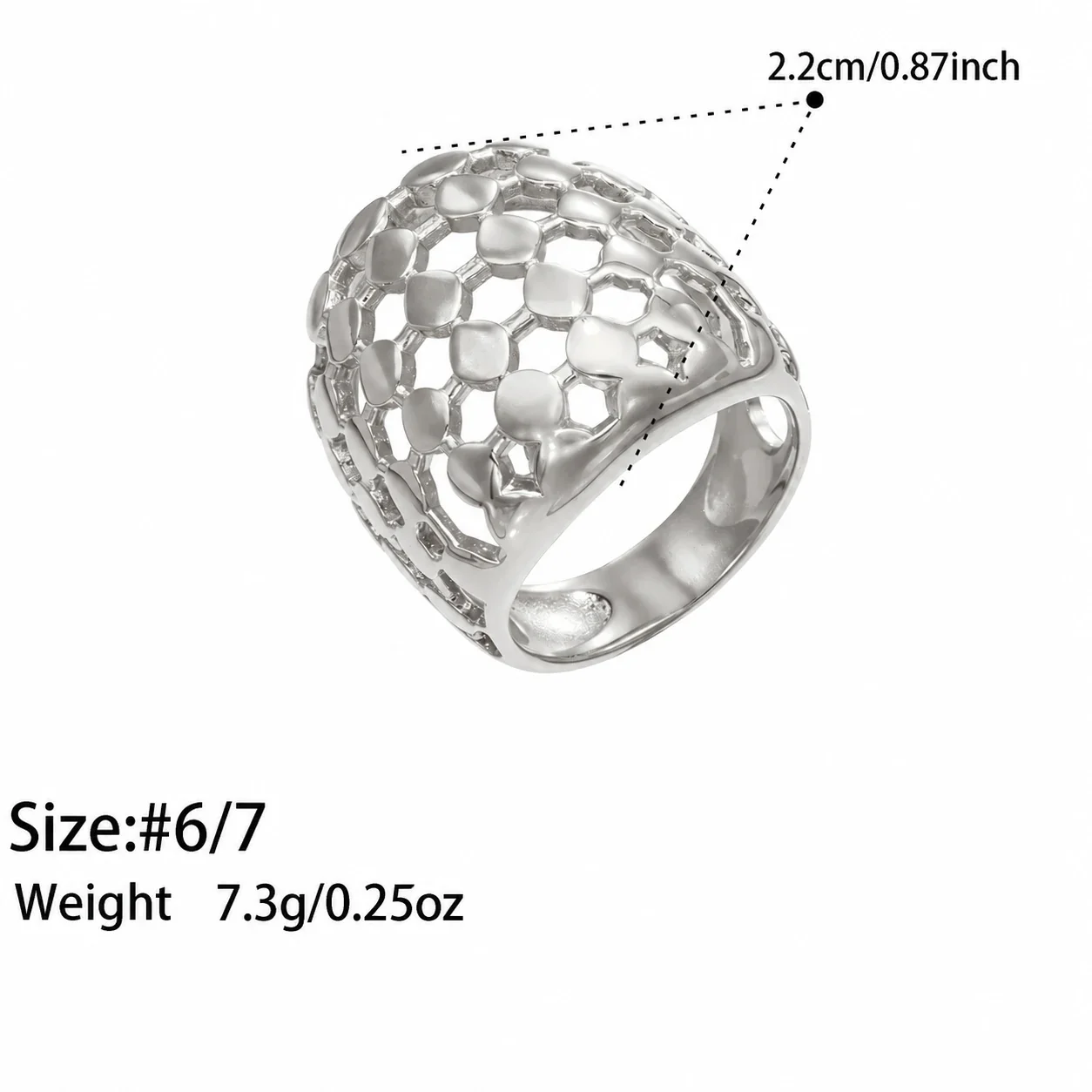 Ring Organic Openwork Brede Band Goud PVD Roestvrij Staal productfoto