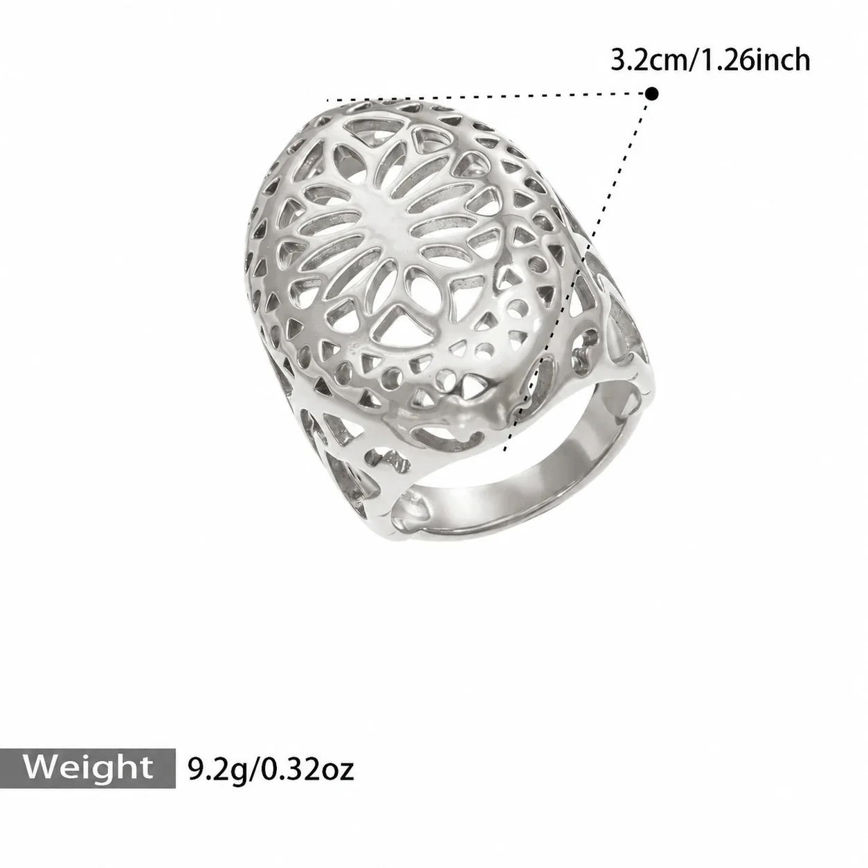 Ring Organic Openwork Brede Band Goud PVD Roestvrij Staal productfoto