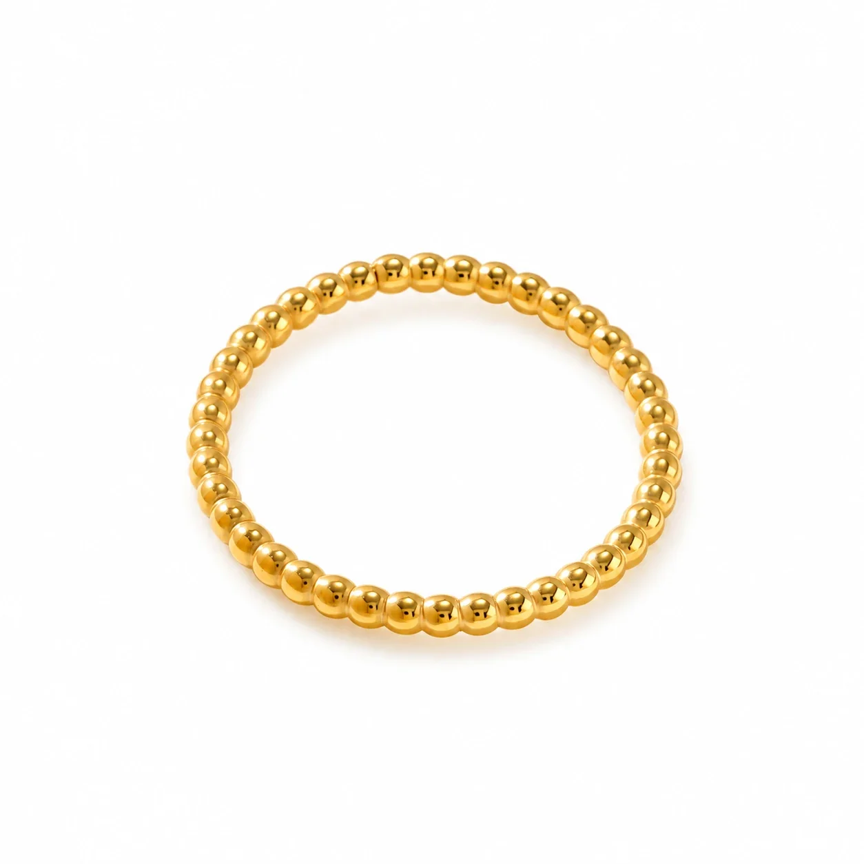 Bead Rings in Fine and Wide Profiles, 18K Gold-Plated Steel