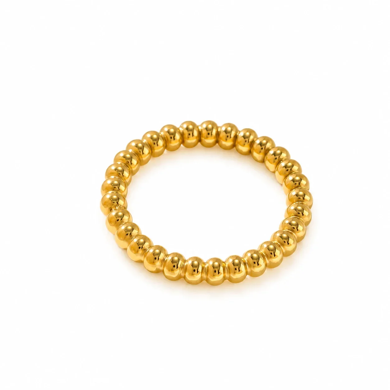 Bead Rings in Fine and Wide Profiles, 18K Gold-Plated Steel - Wide Round Bead