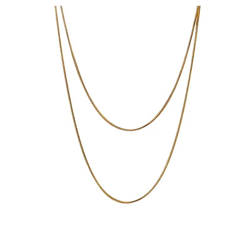 Layered Snake Chain Necklace, 120 cm 18K Gold-Plated Steel