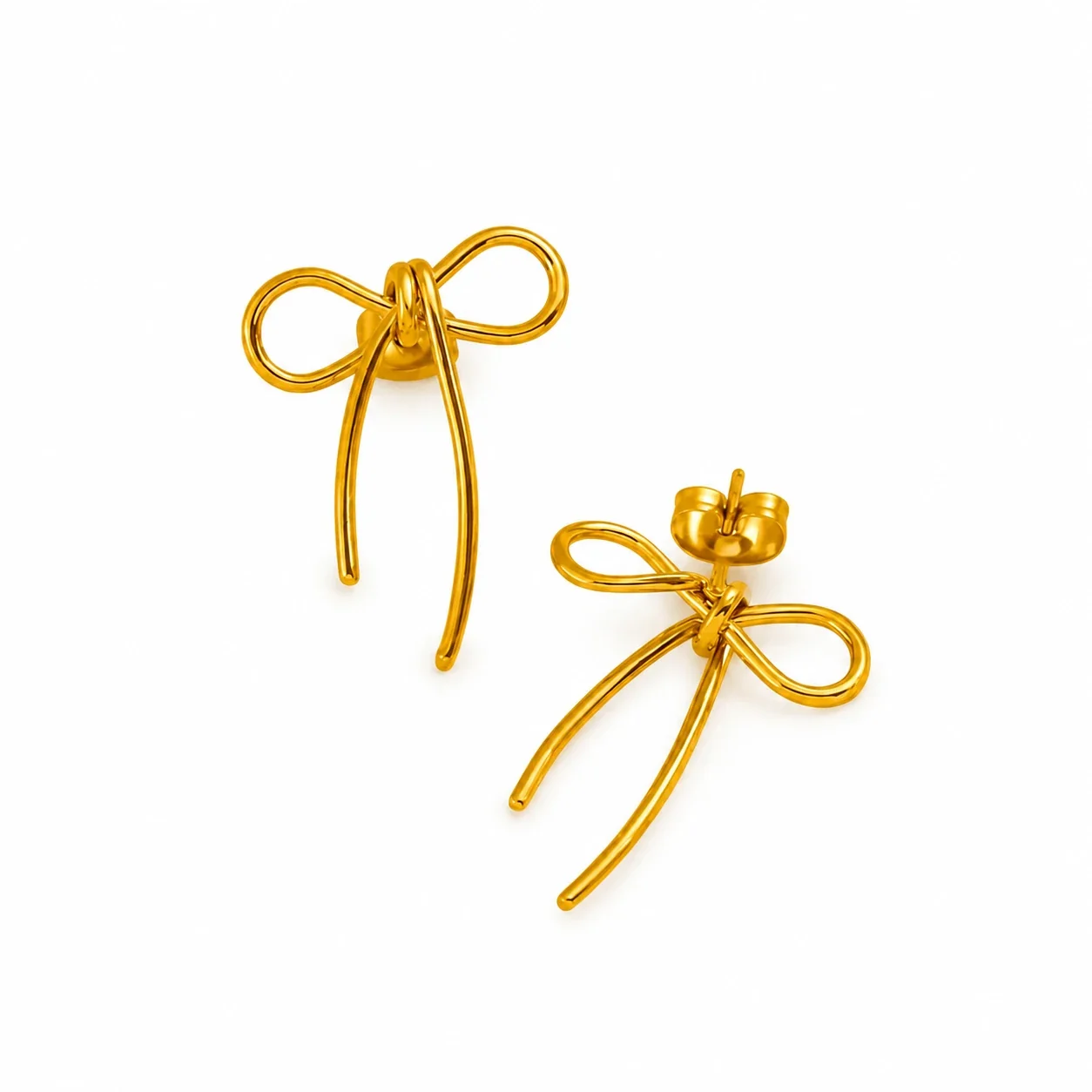 Sweet Bowknot 316 Stainless Steel Loop Ribbon PVD Stud Earrings