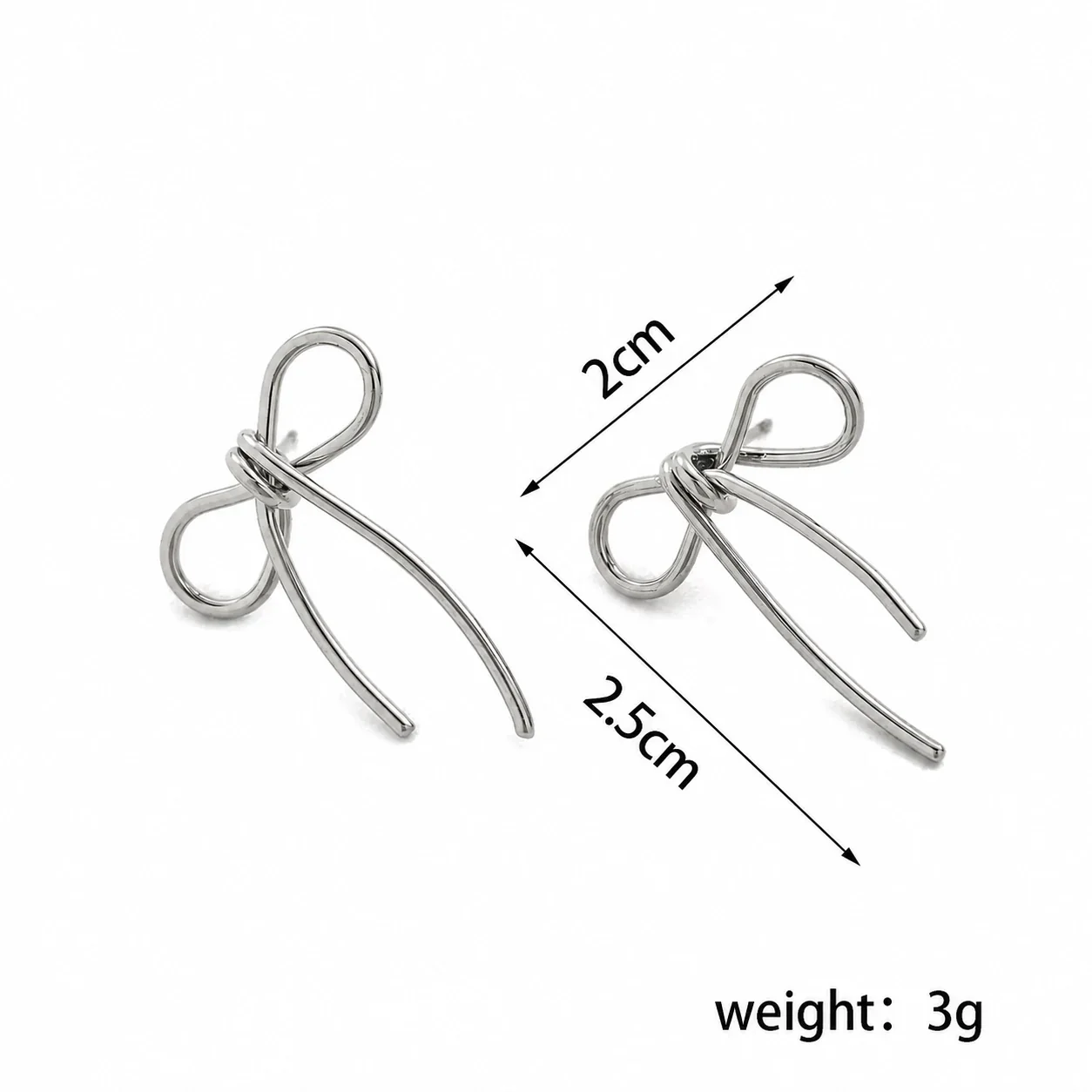 Sweet Bowknot 316 Stainless Steel Loop Ribbon Stud Earrings