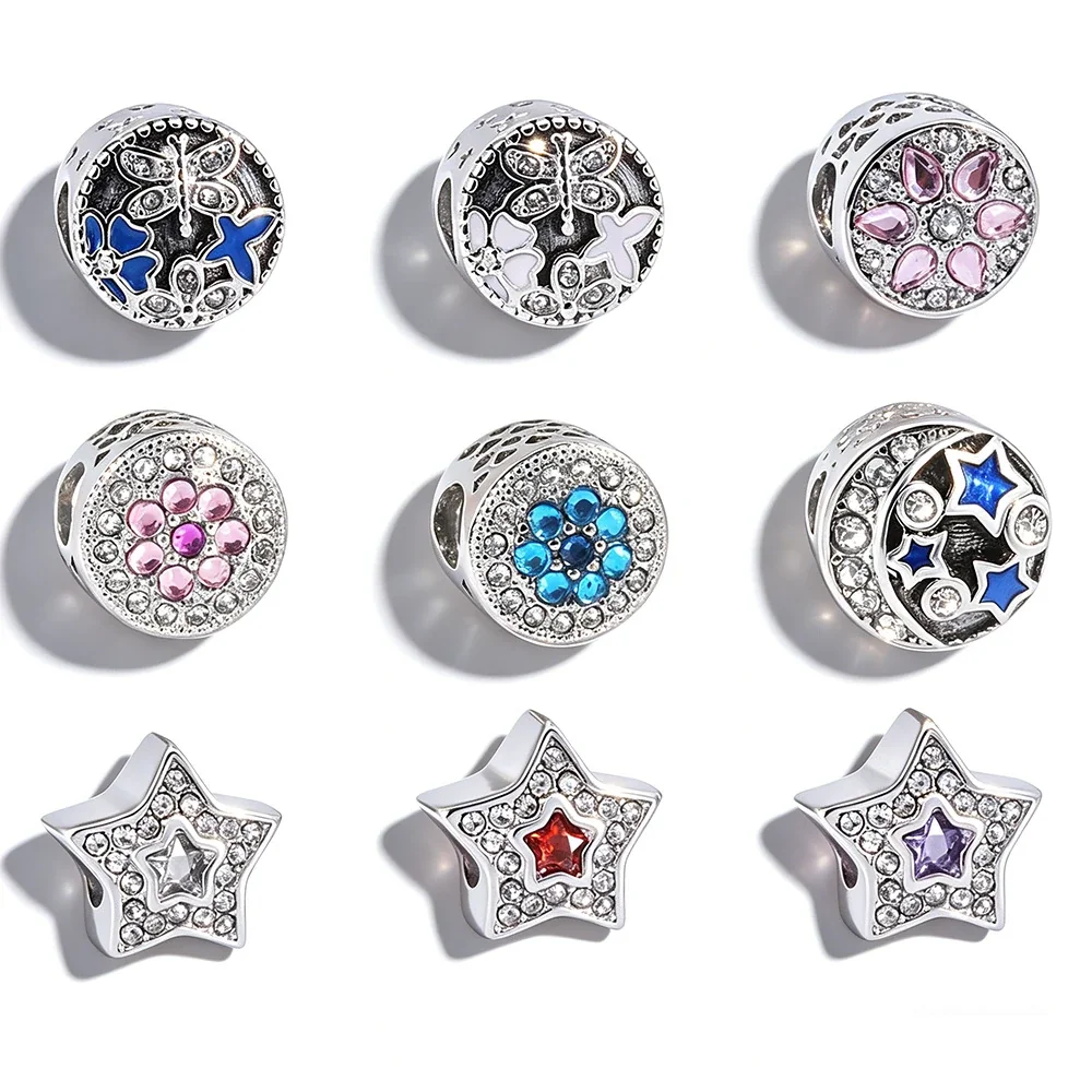 Playful Stainless Steel Star Charm Bracelet Beads
