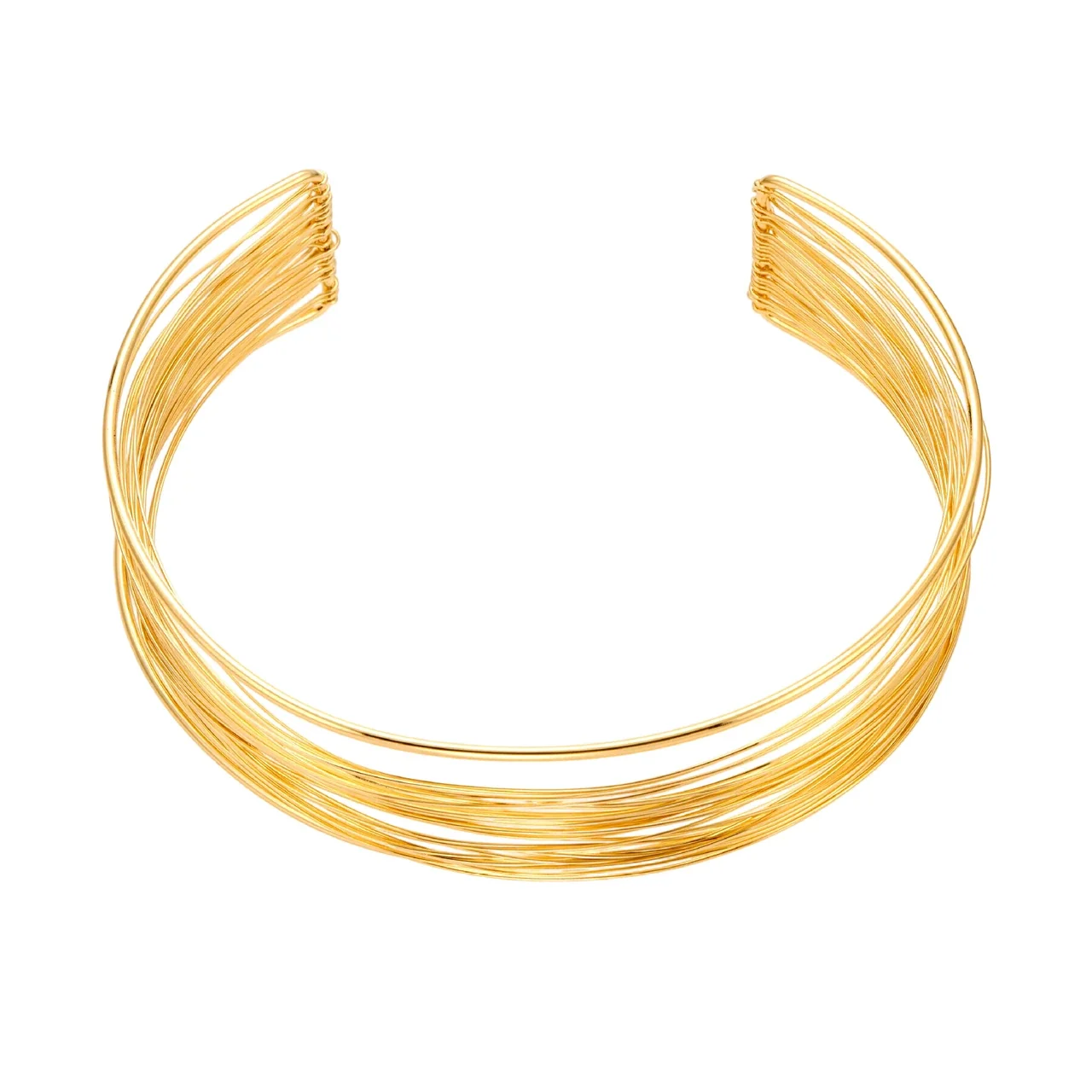 Sculptural Stainless Steel Multi-Wire Collar Cuff Set