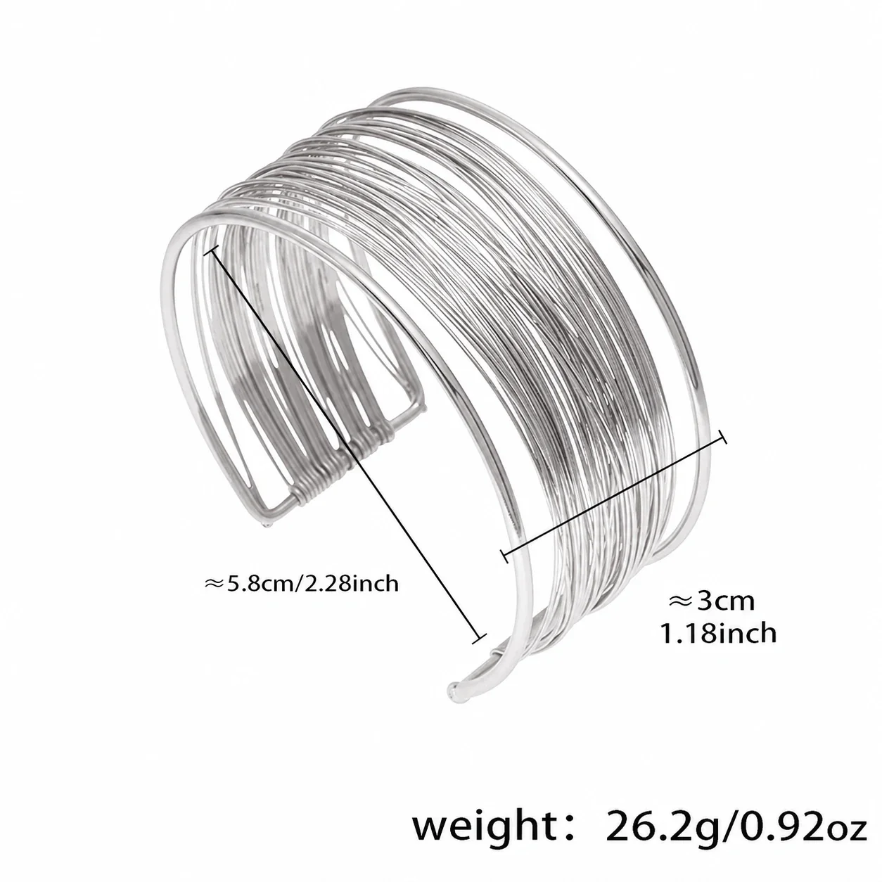 Sculptural Stainless Steel Multi-Wire Collar Cuff Set - Silver Small