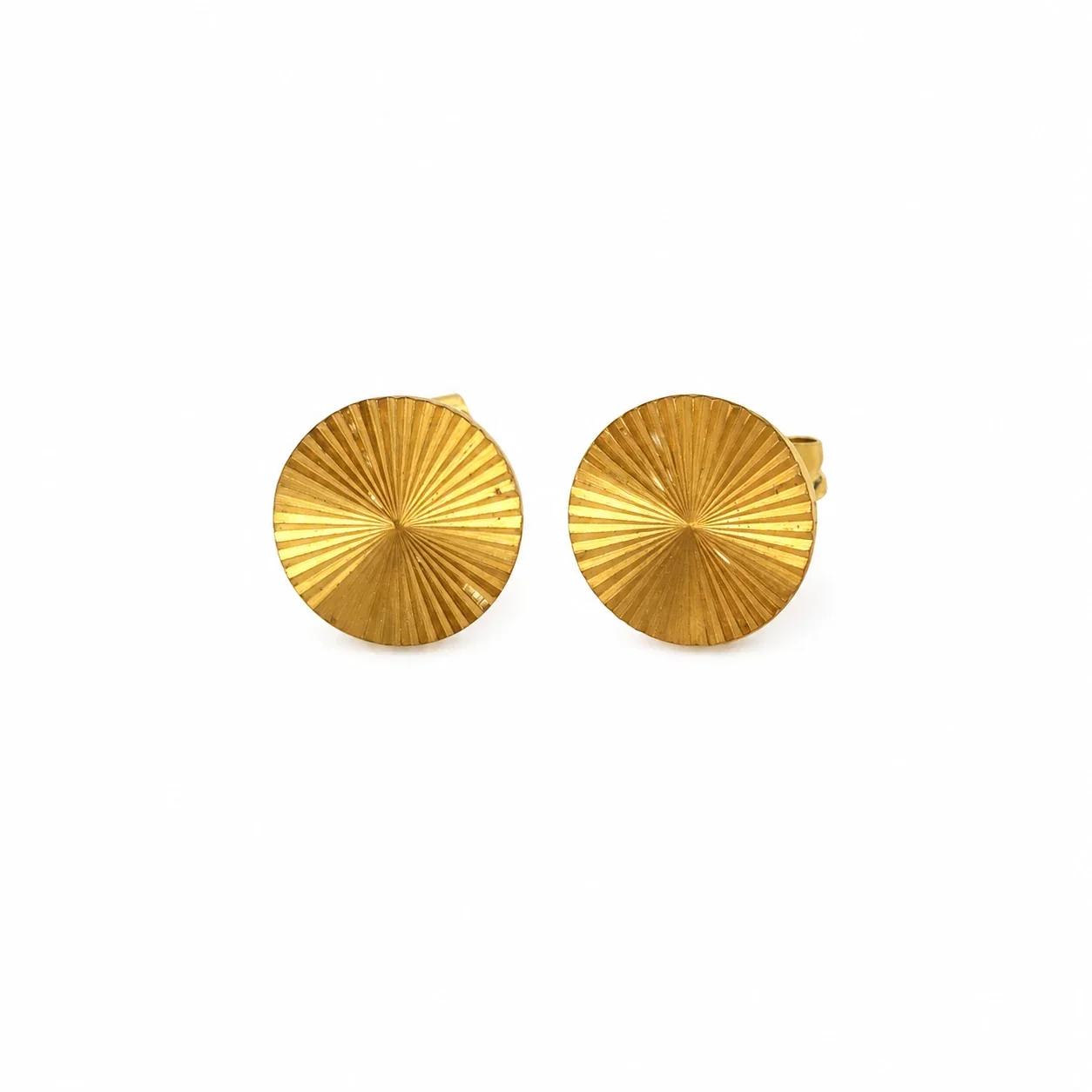 Sunburst 316 Stainless Steel Round Disc Stud Earrings