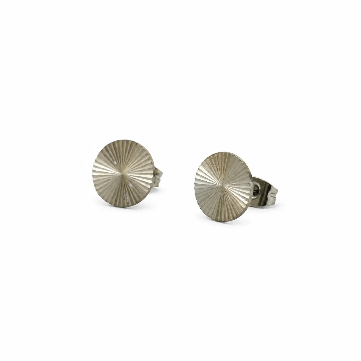 Sunburst 316 Stainless Steel Round Disc Stud Earrings