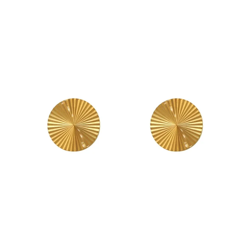 Sunburst 316 Stainless Steel Round Disc Stud Earrings