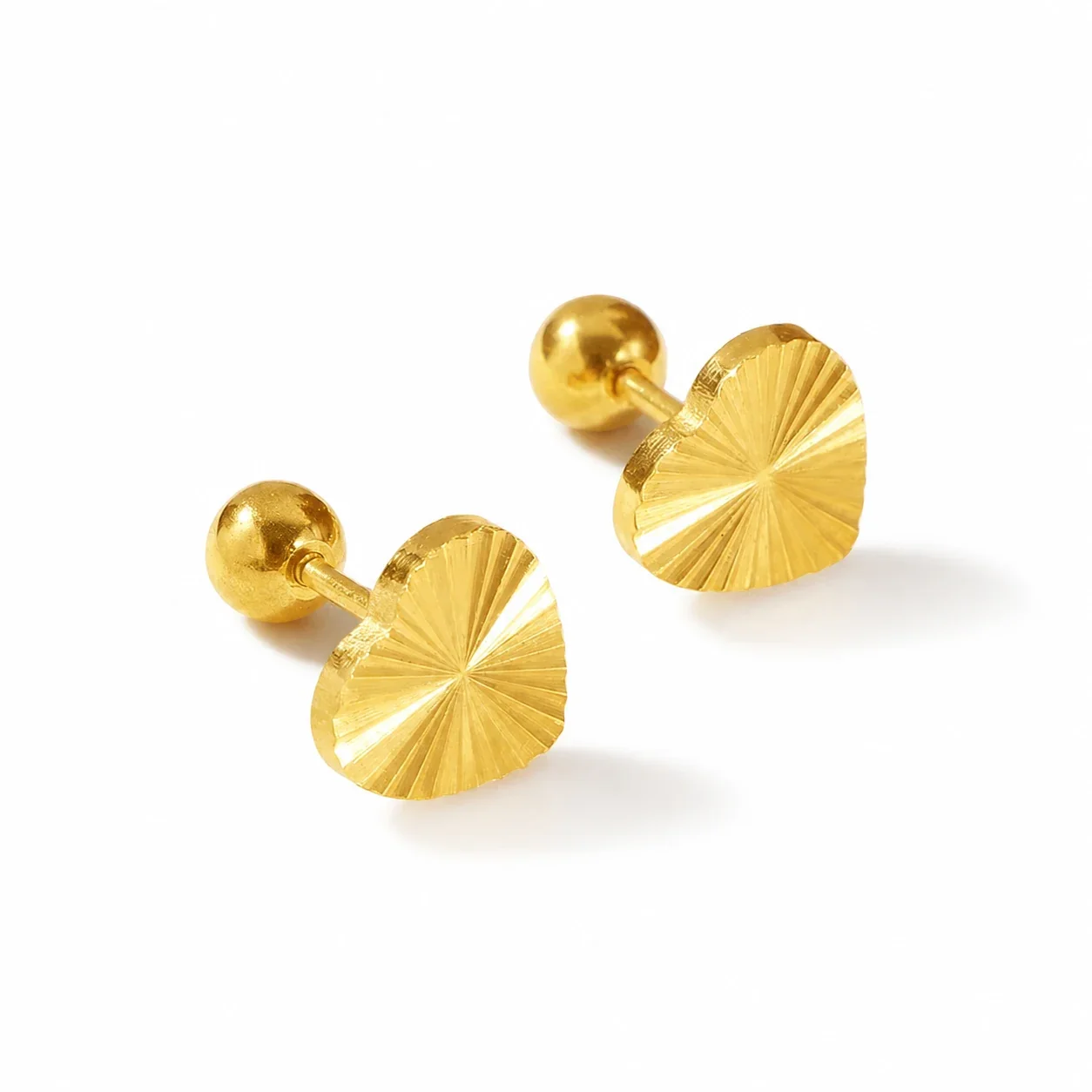 Gold-Plated Stainless Steel Heart Clover Ball Stud Earrings