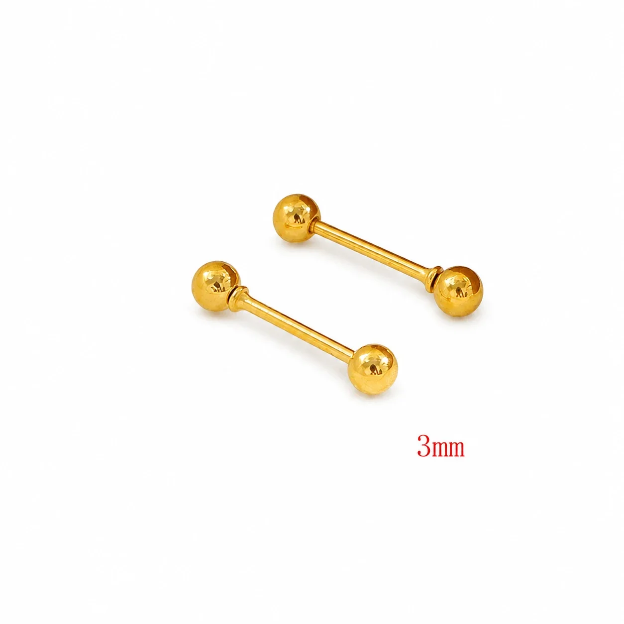 Gold-Plated Stainless Steel Heart Clover Ball Stud Earrings - Gold Smooth Ball Stud mm