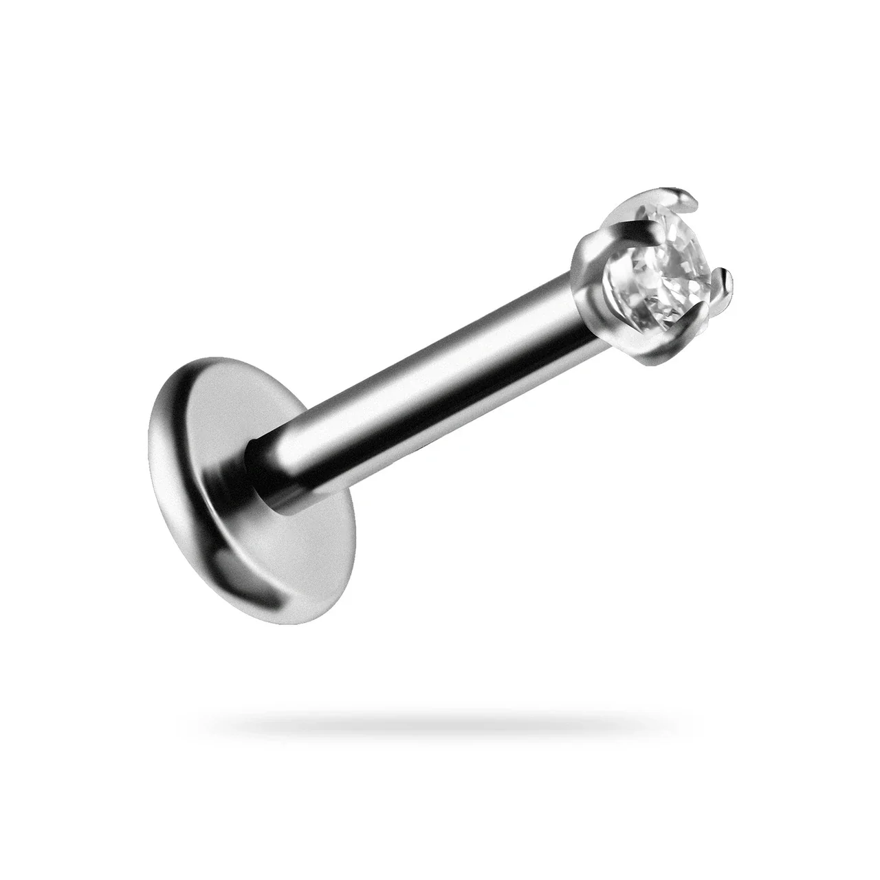 Polished 316 Stainless Steel CZ Flat Back Stud Earrings - Silver White CZ mm