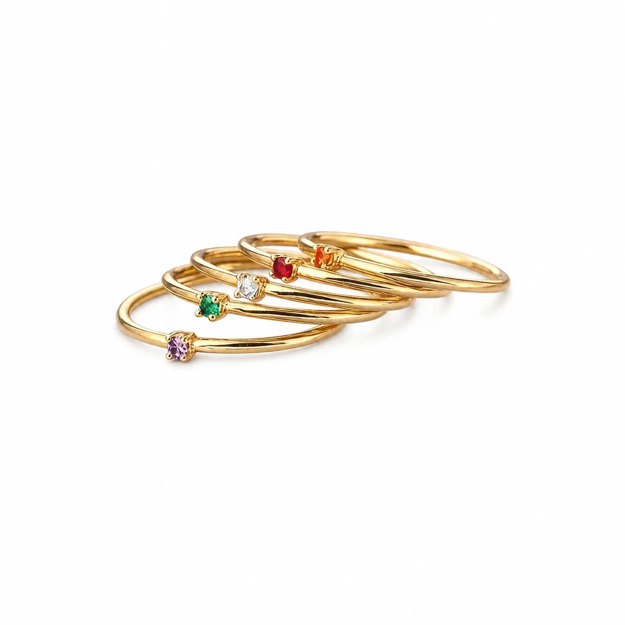 Delicate Gold-Plated Round Crystal Slim Adjustable Ring