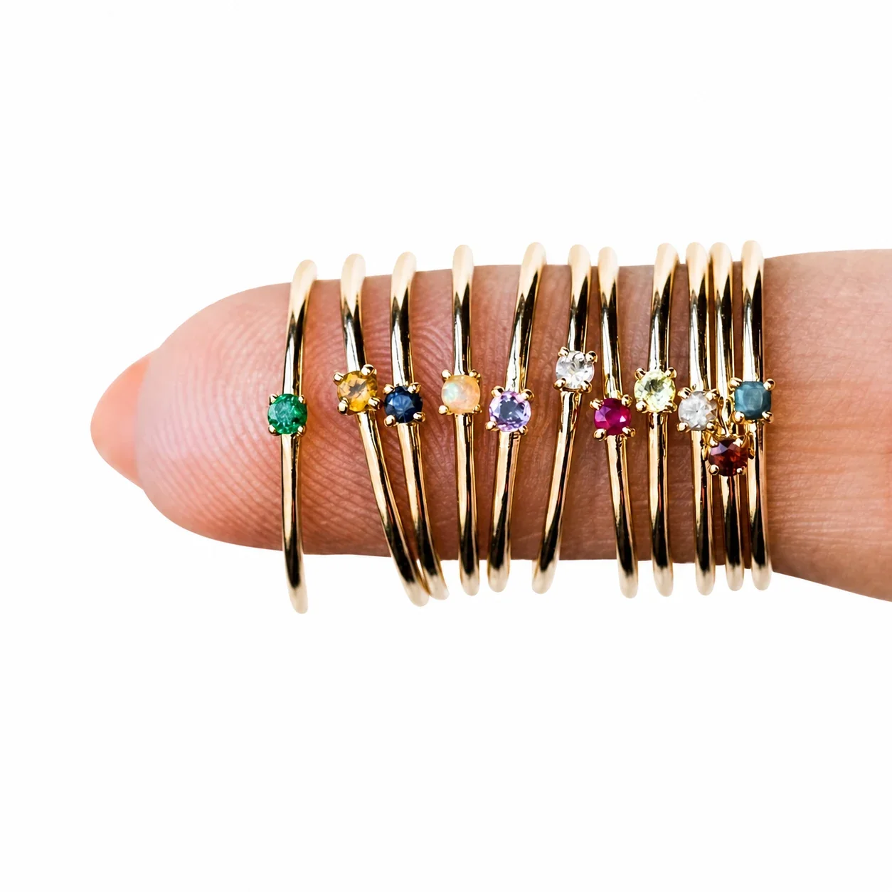 Delicate Gold-Plated Round Crystal Slim Adjustable Ring
