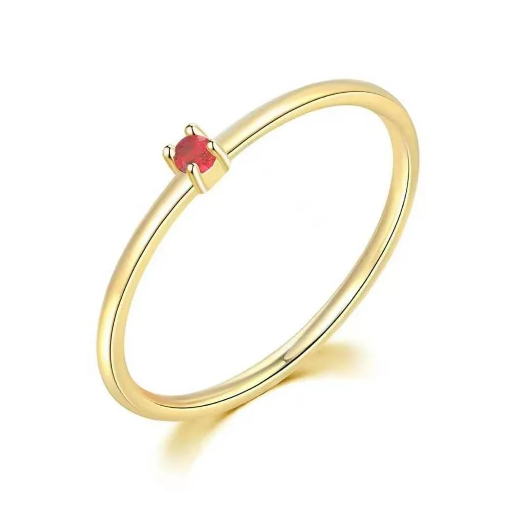 Delicate Gold-Plated Round Crystal Slim Adjustable Ring