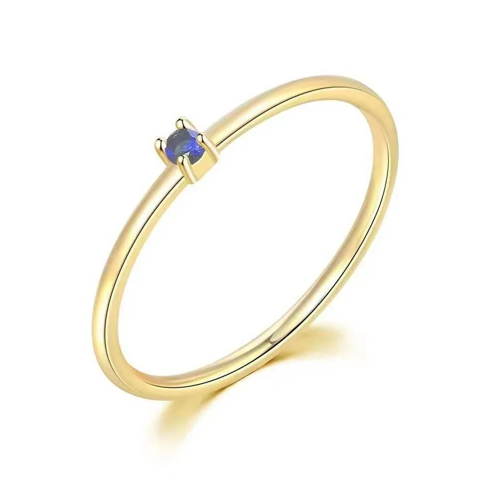Delicate Gold-Plated Round Crystal Slim Adjustable Ring