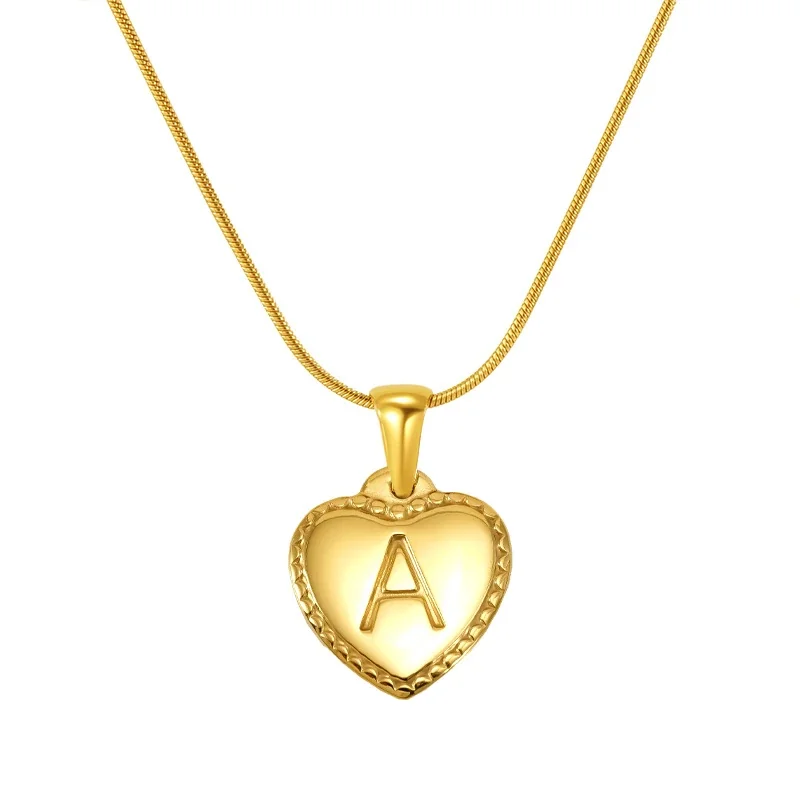 18K Gold-Plated Stainless Steel Heart Initial Necklace