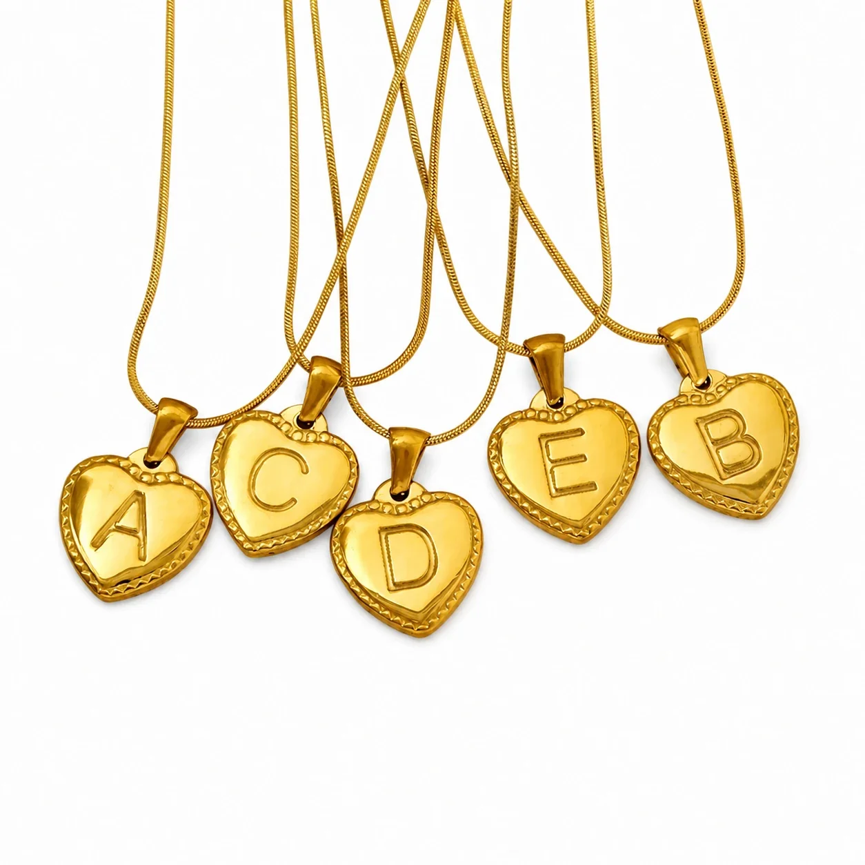18K Gold-Plated Stainless Steel Heart Initial Necklace