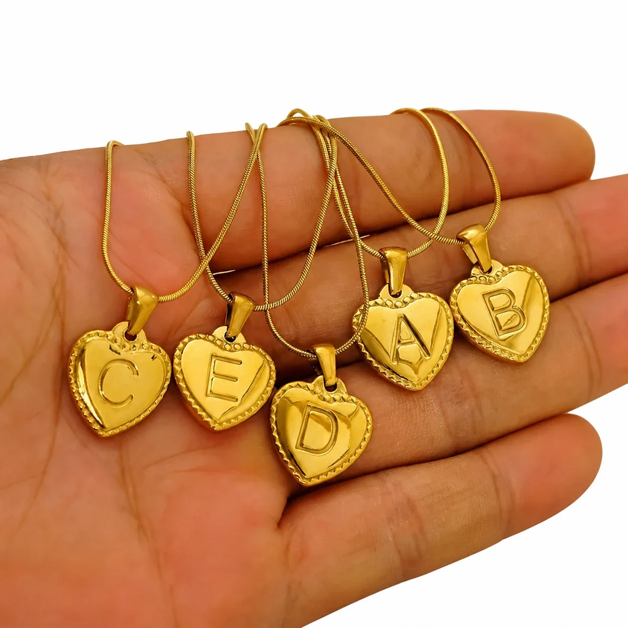 18K Gold-Plated Stainless Steel Heart Initial Necklace