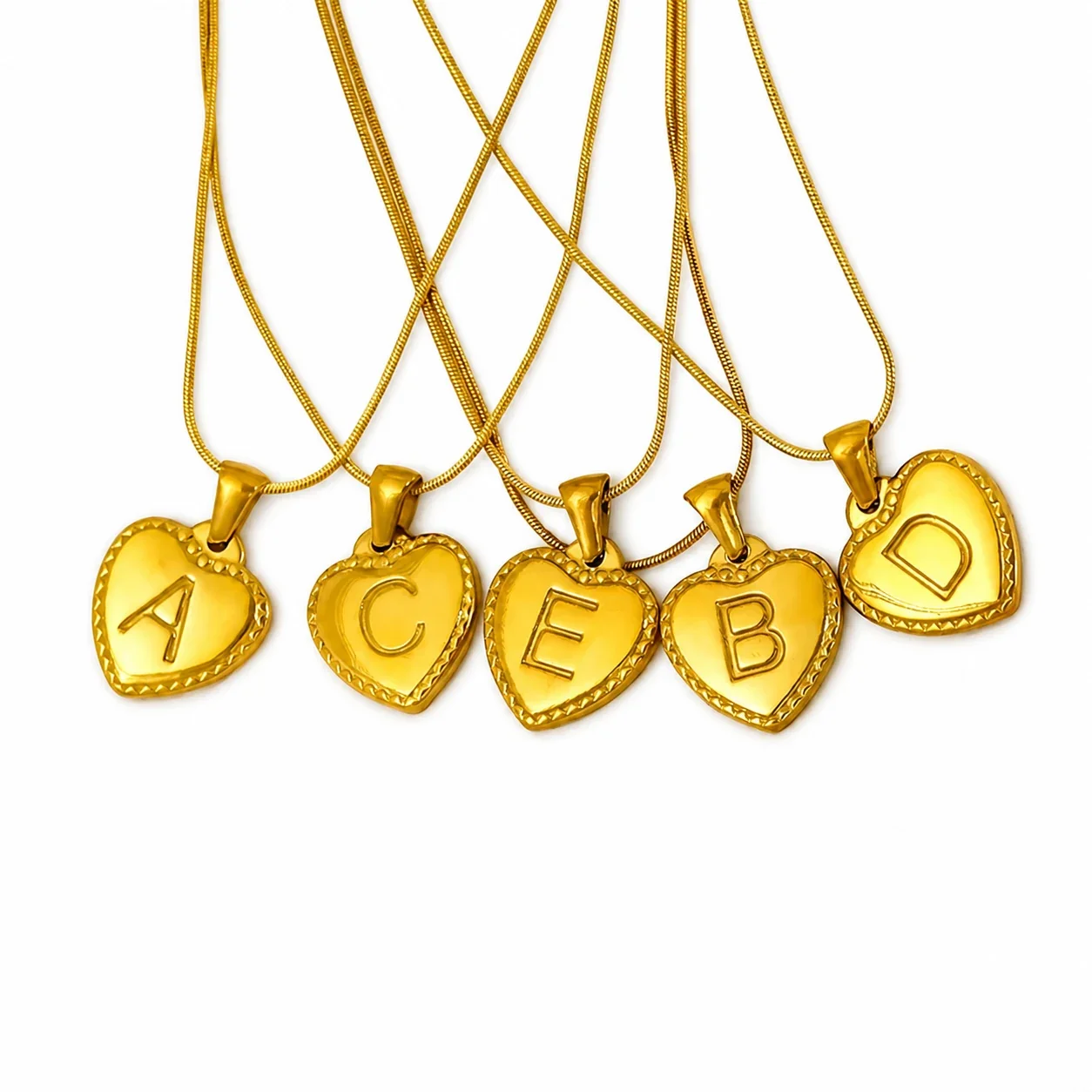 18K Gold-Plated Stainless Steel Heart Initial Necklace