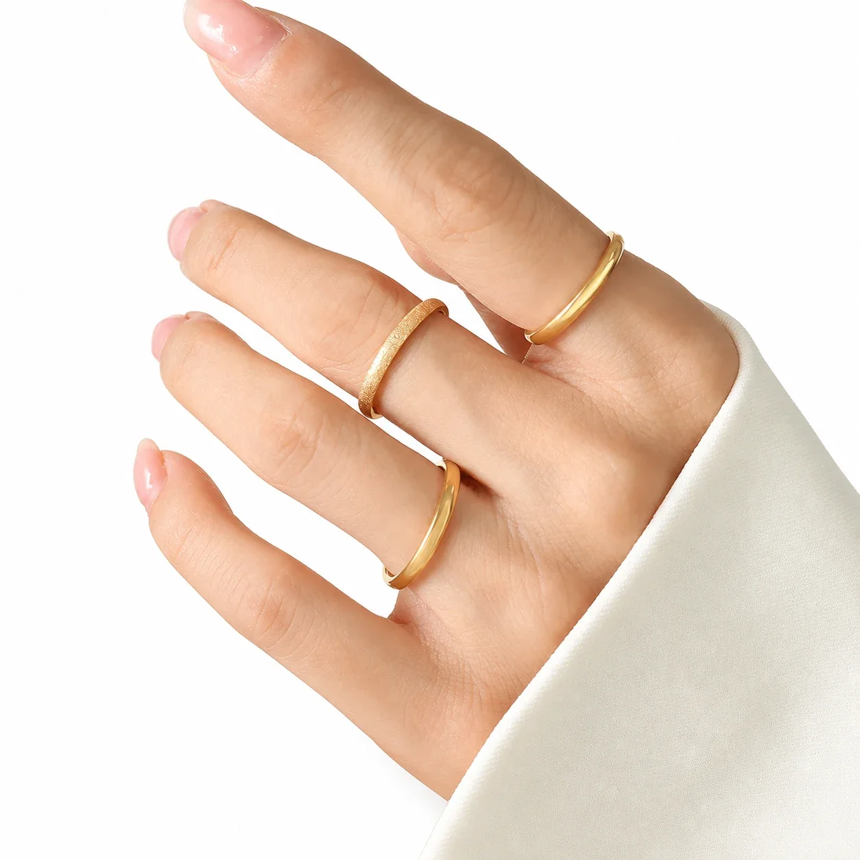 Refined 316 Stainless Steel Textured Band Ring - Gold