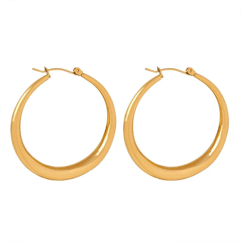 Bold Gold-Plated 316 Stainless Steel Dome Hoop Earrings