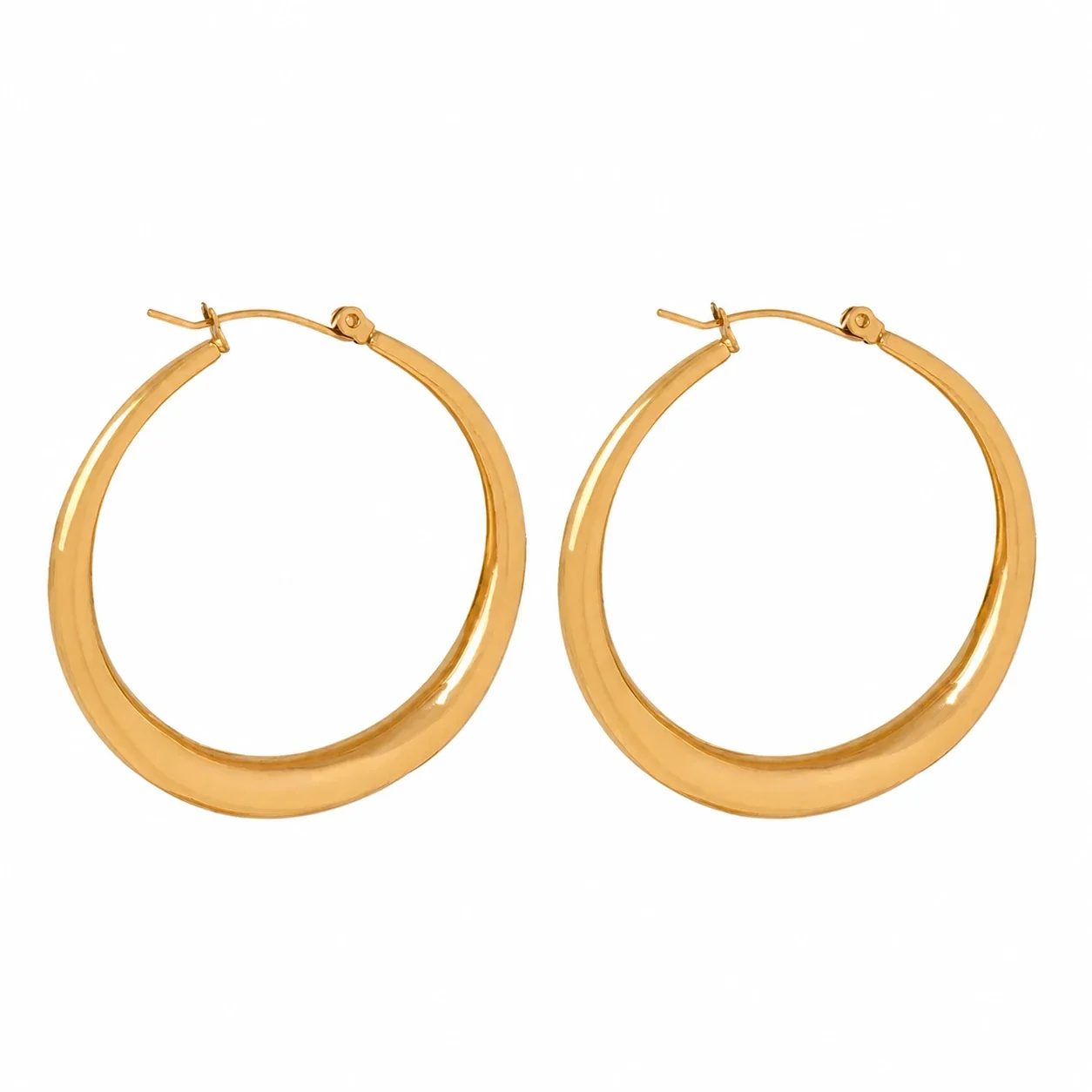 Bold Gold-Plated 316 Stainless Steel Dome Hoop Earrings