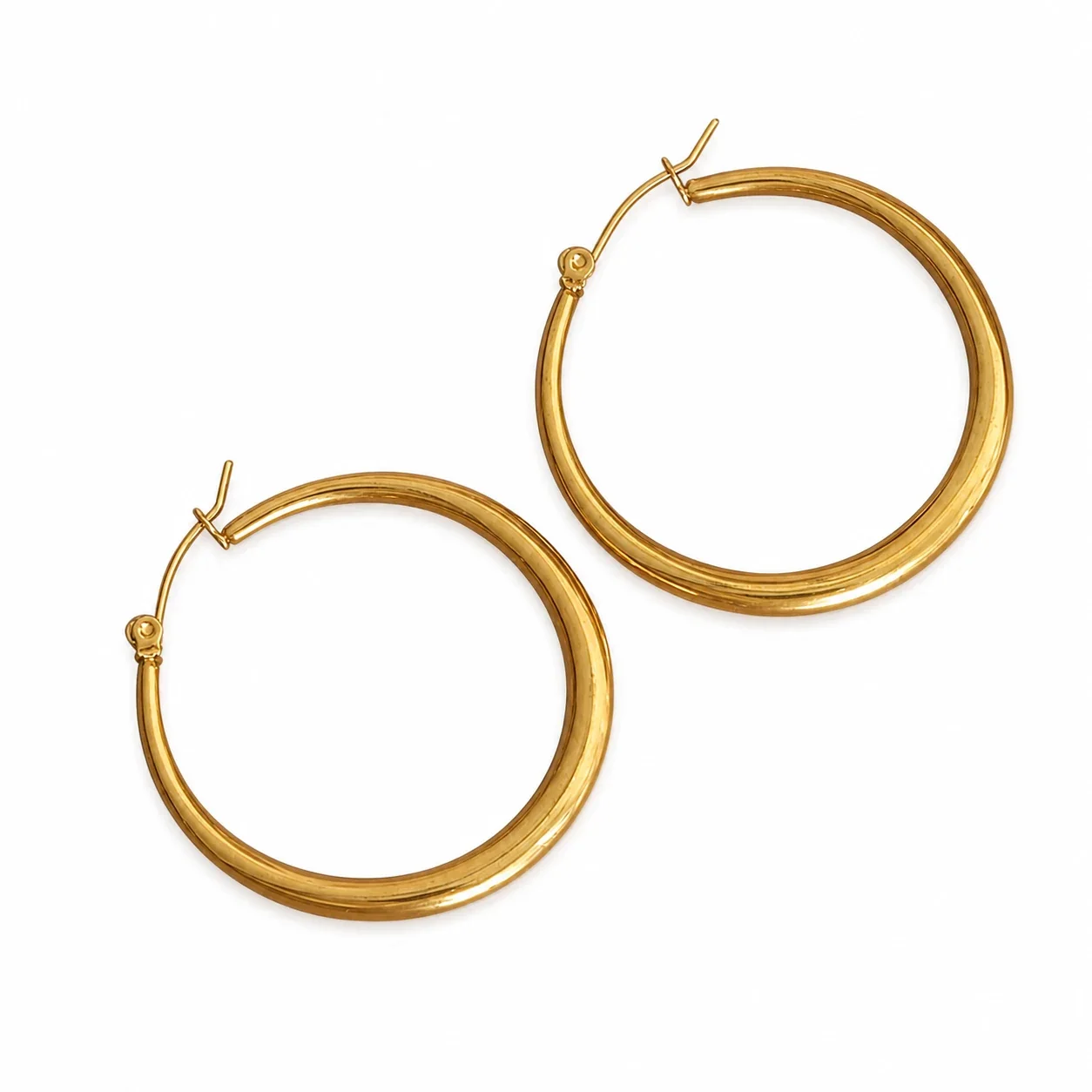 Bold Gold-Plated 316 Stainless Steel Dome Hoop Earrings