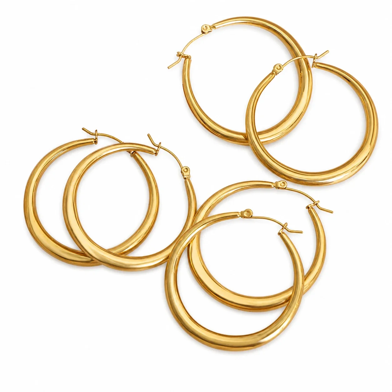 Bold Gold-Plated 316 Stainless Steel Dome Hoop Earrings