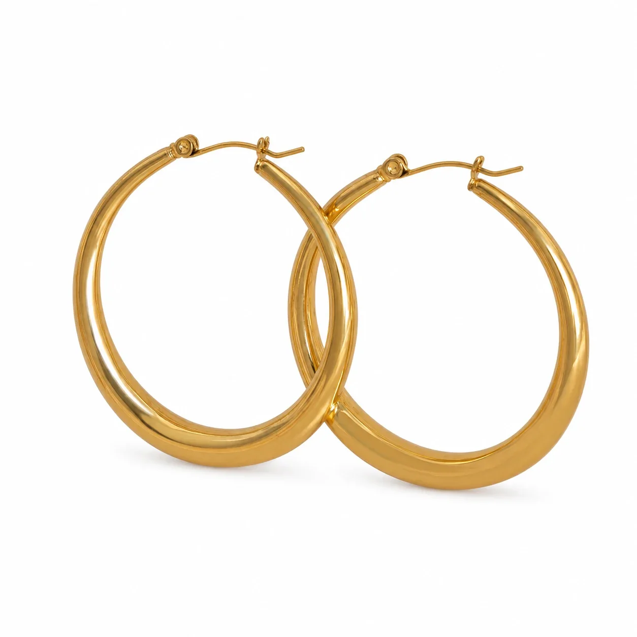 Bold Gold-Plated 316 Stainless Steel Dome Hoop Earrings